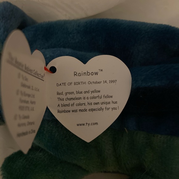 Rainbow the Chameleon Ty Beanie Baby Babies 1997 stuffed animal vintage 90s - Picture 6 of 13